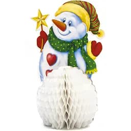 Елочная игрушка декорация снеговик 25 см белая бумага (610181)