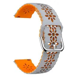 Браслет Flower для Samsung Galaxy Watch Active 2 44mm - сіро-жовтогарячий ширина кріплення 20мм силікон Watchbands (W38-6WB59415016) - мініатюра 2