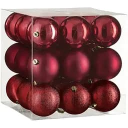 Ялинкові кулі House of Seasons пластикові 8 см 27 шт. бордові (8720967923342)