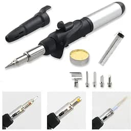 Бутановий паяльник FROGBRO комплект самозаймистий регульована температура полум'я макс 2372℉, бездротовий з 6 наконечниками
