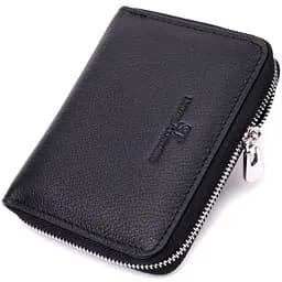 Шкіряний гаманець для жінок на блискавці з тисненим логотипом ST Leather 19489 чорний
