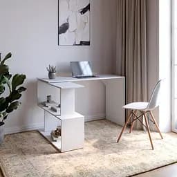 Стол компьютерный поворотный с полками М-ЗОН Джеко 1200 Нимфея Альба (MZN-031031)