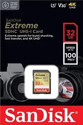 SanDisk Карта пам'яті SD 32GB C10 UHS-I U3 R100/W60MB/s Extreme V30 - мініатюра 3