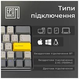 Клавіатура Epomaker EP64 60 Mulan Switch Hot-Swap RGB Wireless/Bluetooth/USB UA Black (EP64-B-M) - мініатюра 8