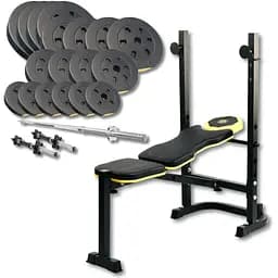 Набор Besport PowerPro 89кг с прямым грифом и скамьей WB-003