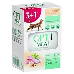 Уцінка. Набір вологого корму для котів Optimeal з кроликом у білому соусі, 340 г (4 паучі по 85 г) (B2720101)