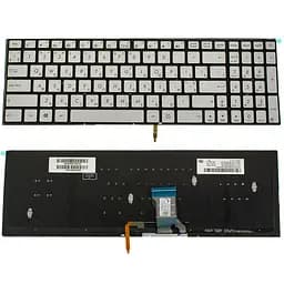 Клавіатура для ноутбука ASUS (G501, N501) rus, silver, без фрейма, підсвічування клавіш(оригінал)