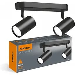 Світильник Videx під лампу 2xGU10 накладний поворотний чорний VL-SPF05B-BPB