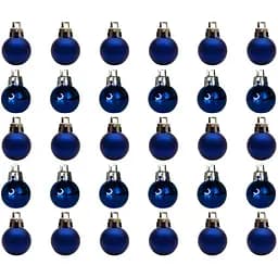 Набір ялинкових куль міні-кулі в коробці Linhai 30 шт d2.5 см синій глянець пластик (032327-4)