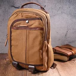 Зручний рюкзак з текстилю 21257 Vintage коричневий - мініатюра 7