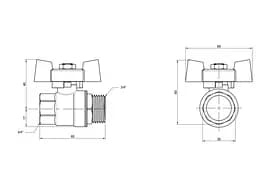 Кран кульовий Thermo Alliance Standart 3/4" ВЗ прямий, PN40, метелик SD607NW20PN40 - мініатюра 3