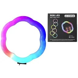 Кільцева світлодіодна RGB Led Лампа 26 см LC-318 (Flower Type) з подвійним затискачем для телефона