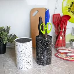 Підставка для ножів з наповнювачем із волокна універсальна Granite Knife Holder, Kitchen Master Білий 85717 - мініатюра 3