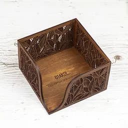 Дерев'яна серветниця VANZA LEAF walnut - M (17.5 см) - мініатюра 4