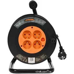Подовжувач мережевий Sthor на котушці 25 м 4 гнізда 3-жильний 1 мм² IP44 (82692)