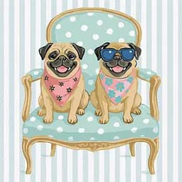 Набор для рисования по номерам "Мопси" Ideyka 40х40 см КНО6782