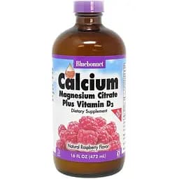 Витамины и минералы Bluebonnet Calcium Magnesium Citrate plus Vitamin D3 472 мл Малина