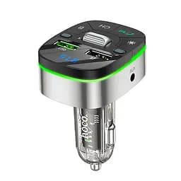 Адаптер модулятор автомобільний HOCO Crystal FM transmitter E71 сріблясто-зелений - мініатюра 4
