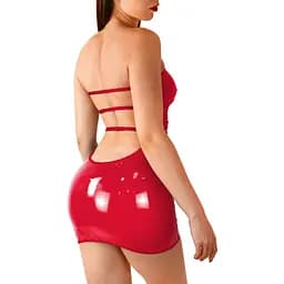 Сексуальна вінілова сукня Art of Sex - Jaklin, розмір L-2XL, колір червоний