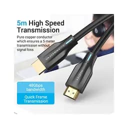 Кабель мультимедійний HDMI M to HDMI M 1.5m 8K cotton braided black Vention (AAUBG) - мініатюра 4