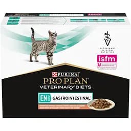 Уцінка. Вологий корм для кошенят та дорослих котів Purina Pro Plan Veterinary Diets EN Gastrointestinal з лососем 850 г (10 шт. x 85 г) (12331739) - мініатюра 2