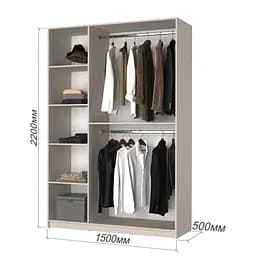 Шафа 3-дверна з антресоллю MebelStar Оскар ДСП BL-B, додаткова штанга 150x52x260 см Дуб бурштиновий (MBS-4943) - мініатюра 3
