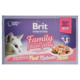 Вологий корм для котів Brit Premium Delicate Fillets in Jelly Family Plate Сімейна тарілка в желе 1020 г (12 x 85 г) - мініатюра 2