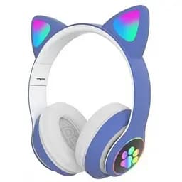 Бездротові навушники Cat ear STN-28 Rainbow LED з вушкам блакитні STN-28-blue