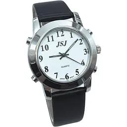 Англомовний годинник для сліпих людей або людей похилого віку або літніх людей із сигналізацією з кварцу, шкіряний ремінець