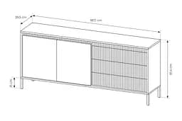 Комод Perfect Home Сенсо / Senso 2-дверний з 3 шухлядами 2D3S/187 Чорний (PFH-091136) - мініатюра 3