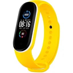 Ремінець Uwatch Double Color Replacement Silicone Band For Xiaomi Mi Band 5/6/7 Yellow/White Line - мініатюра 2