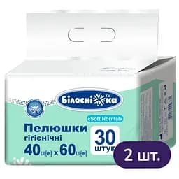 Пелюшки гігієнічні Білосніжка Soft Normal 40 х 60 см 60 шт (2 уп. х 30 шт.)