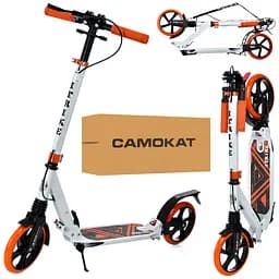 Самокат iTrike міський дорослий 35х14х89-103 см Біло-жовтогарячий 000222983 - мініатюра 2
