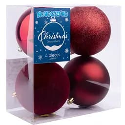 Набор новогодних шаров Novogod'ko 10 см бордовый 4 шт. (974421)