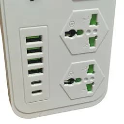 Мережевий подовжувач фільтр білий на 3 розетки та 4 USB 3,4A та 2 Type-C Power Socket J07 - мініатюра 6