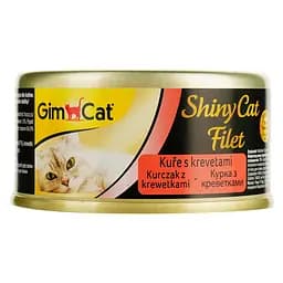 Влажный корм для кошек GimCat ShinyCat Filet, с курицей и креветкой, 70 г