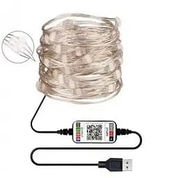 Гирлянда Роса Smart LED управления с телефона RGB Bluetooth от USB 20 м Разноцветная