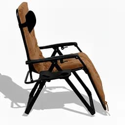 Розкладний посилений шезлонг до 150 кг LEOBRO Zero Gravity Premium Plus Brown з велюровим матрацом (LB-ZGC-K3-BRN) - мініатюра 3