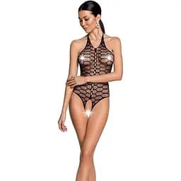 Бодистокинг в крупную сетку Passion BS087 black открытая спина халтер с доступом One size