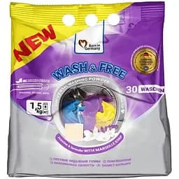 Стиральный порошок Wash&Free универсальный Жасмин и лаванда с марсельским мылом 1.5 кг