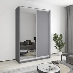 Шкаф-купе двухдверный MebelStar Комбо AL ДСП/Зеркало 160x60x240 см Антрацит (MBS-4129)