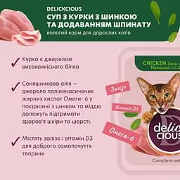 Суп для котів Delickcious з курки з шинкою та шпинатом 80 г - мініатюра 3