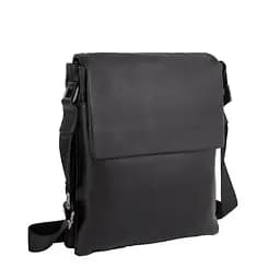 Сумка мужская кожаная Tiding Bag A25F-FL-875A черная с клапаном