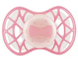 Силіконова симетрична пустушка Nuvita Air55 Cool Бант, світиться в темряві, 6-12 міс., рожевий (NV7085GF)