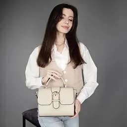 Сумка жіноча шкіряна Virginia Conti 03959 бежева з ручкою - мініатюра 2