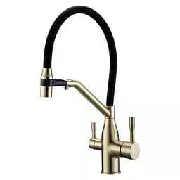 Змішувач для кухні Frap під фільтр з гнучким виливом F4397-3 Бронза