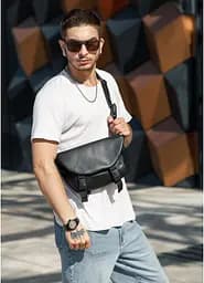 Мужская сумка бананка Sambag Tirso Zard черная 33 × 22 × 7 см (80551001m)