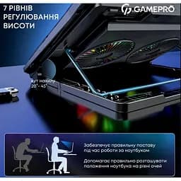 Охолоджувальна підставка для ноутбука до 17.3 дюймів GamePro GPCP-910 2xfans - мініатюра 6