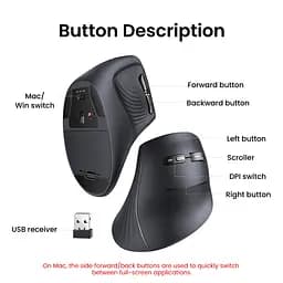 Маніпулятор миша бездротова UGREEN MU008 Multi-mode Vertical Mouse White (UGR-45759) - мініатюра 10
