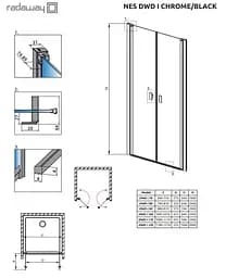 Душові двері Radaway Nes Black DWD I 100 см 10027100-54-01 - мініатюра 2